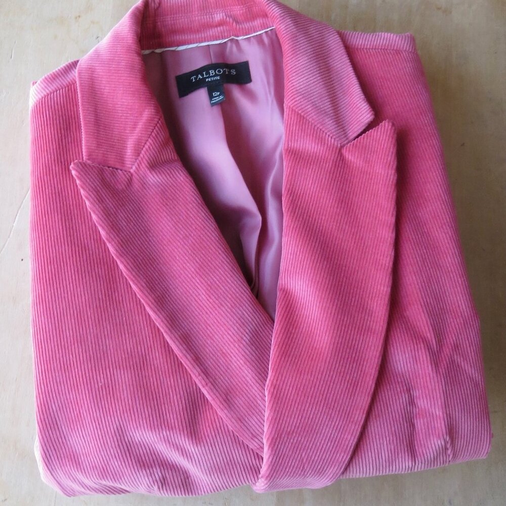 Talbots Pink Corduroy Jacket Blazer Size 12P (petite)